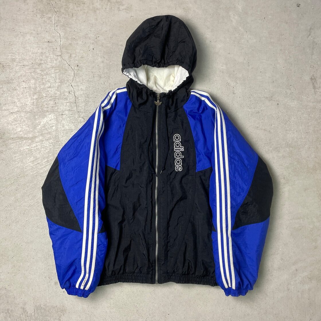 90年代 adidas アディダス フルジップ ナイロンパーカー キルティング 