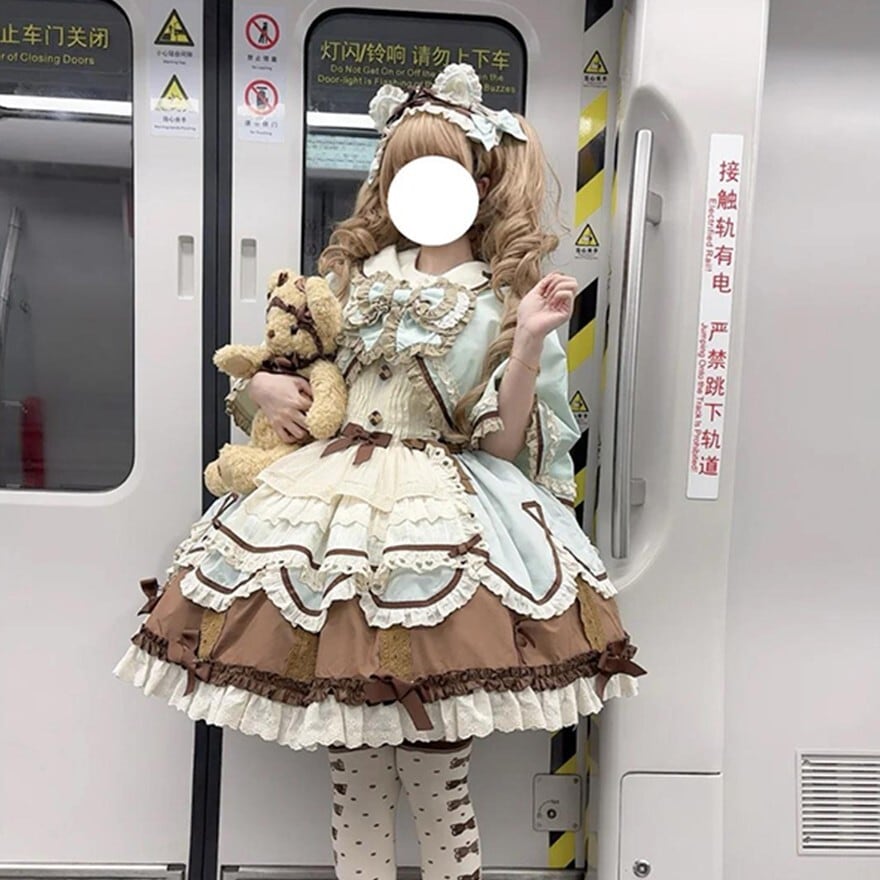 サブカル 服 地雷系 通販 甘ロリ ロリィタ 服 セットアップ ケープ インナー ジャンパースカート ふわふわアイドル衣装 イベント衣装 コンカフェ