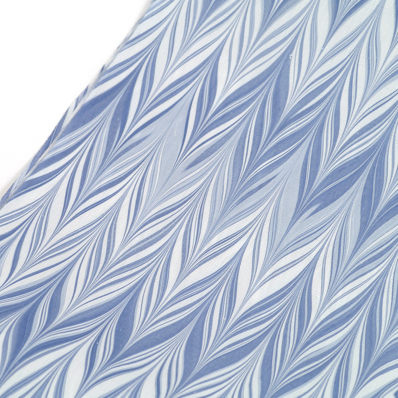 ❤︎suminagashiリバーシブル半巾帯  ハート墨流し［露草色×ホワイト　矢羽×くるくるマーブル］ハート散らし