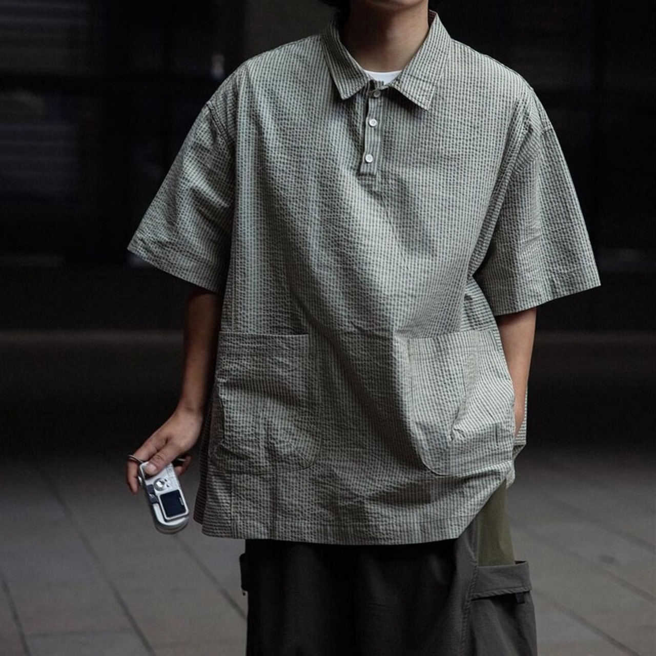 ハーフボタン半袖シャツ　A4212