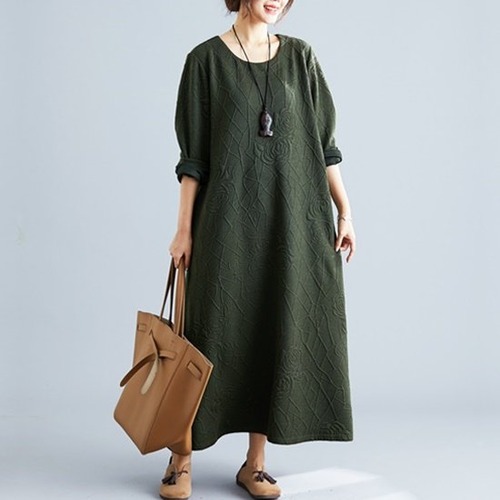ワンピース ワンピースドレス 長袖 ロング 大きい レディース レディースファッション 秋 冬 大きいサイズ ワンピ 大人カジュアル おしゃれ ロングワンピ Uネック 大人 きれいめ ルームウェア