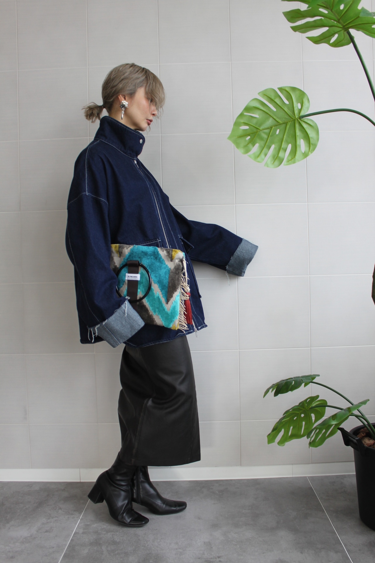 Velvet Art Ring Bag - Brown×lightBrown