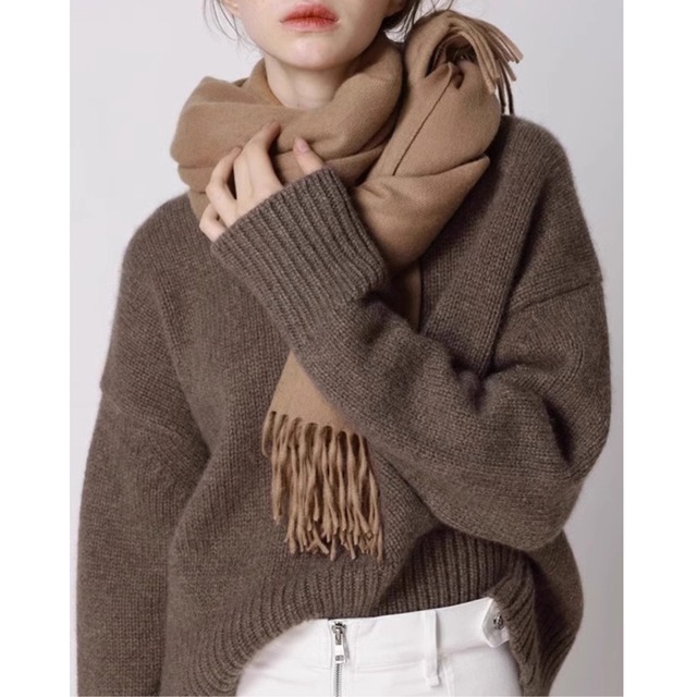 【長袖クロップド丈オーバーサイズニット 】P02137