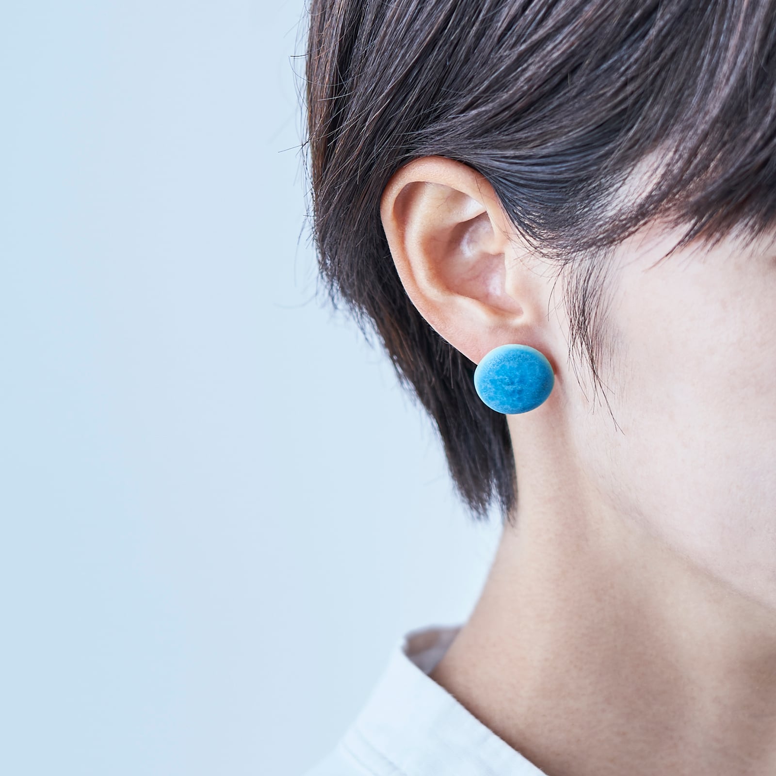 陶磁器ピアス/イヤリング 〈circle_large〉 No.009 Turquoise | ZUIKOU