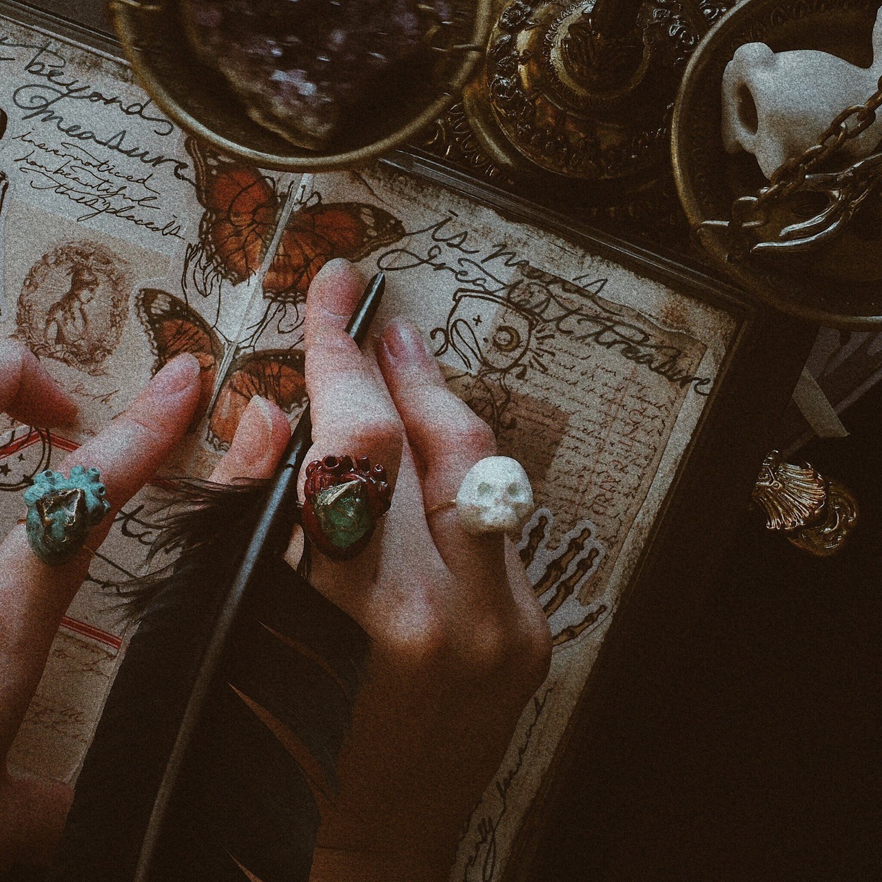 Mermaid's tear and heart  ring