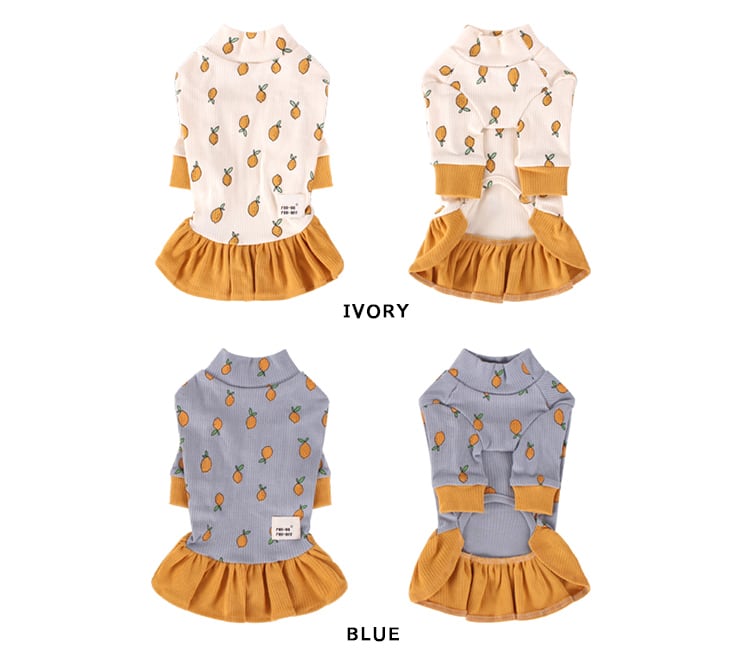 Lemon Onepiece S ~ XL 2color / 犬服 秋冬 新作 可愛い 犬の服 ドレス お揃い ドッグウェア 小型犬 中型犬 猫