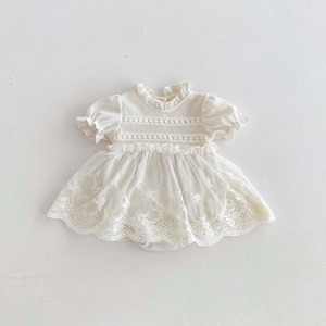 【BABY】ワッフルチュールロンパース