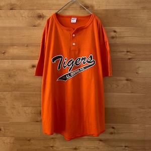 【SOFFE】90s USA製 ベースボール Tシャツ ヘンリーネック ラウンドカット ナンバリング XL US古着