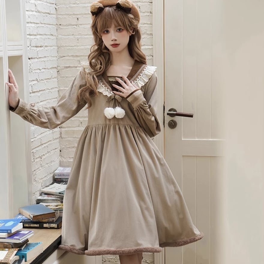 サブカル 服 地雷系 通販 11月20日出荷 クラロリ ワンピース レトロ 学園風 双子コーデ ガーリー 大人ゴシック