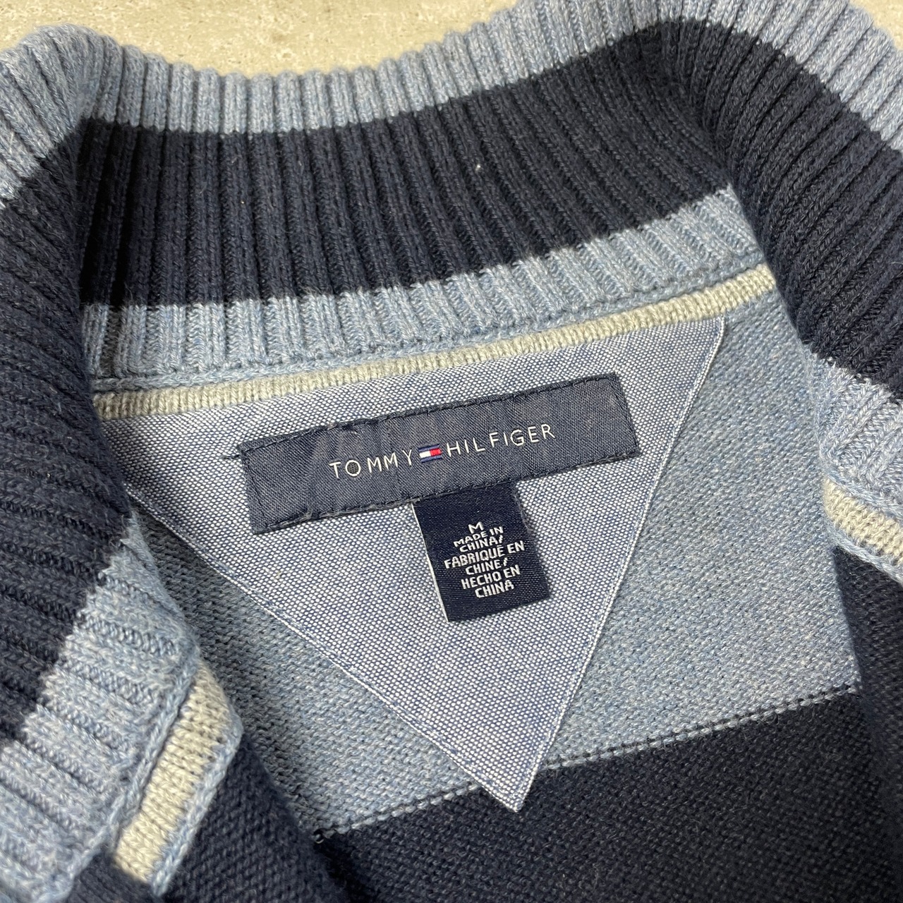 TOMMY HILFIGER トミーヒルフィガー ボーダー ハーフジップ コットン 