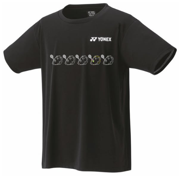 YONEX 吸汗速乾シャツ L 黒/ベージュ 幾何学模様 YONEX(ヨネックス) ドライ Tシャツ ソフトテニス【ラインデザイン