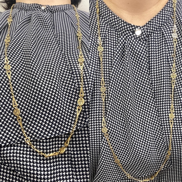 【1月末まで限定SET価格】アンティークジュエリーフランス アンティーク 18金 K18 フィリグリーチェーン  DRN00092 （40cm）/DRN00093（51ｃｍ）