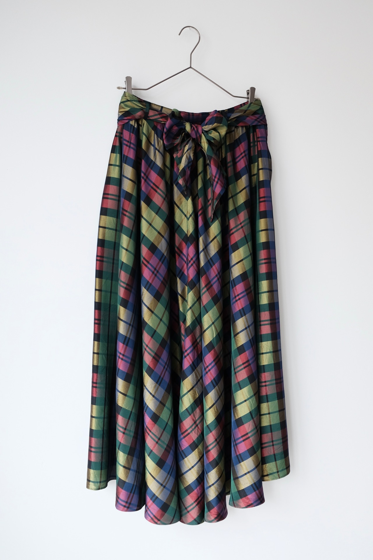 Check satin maxi skirt
