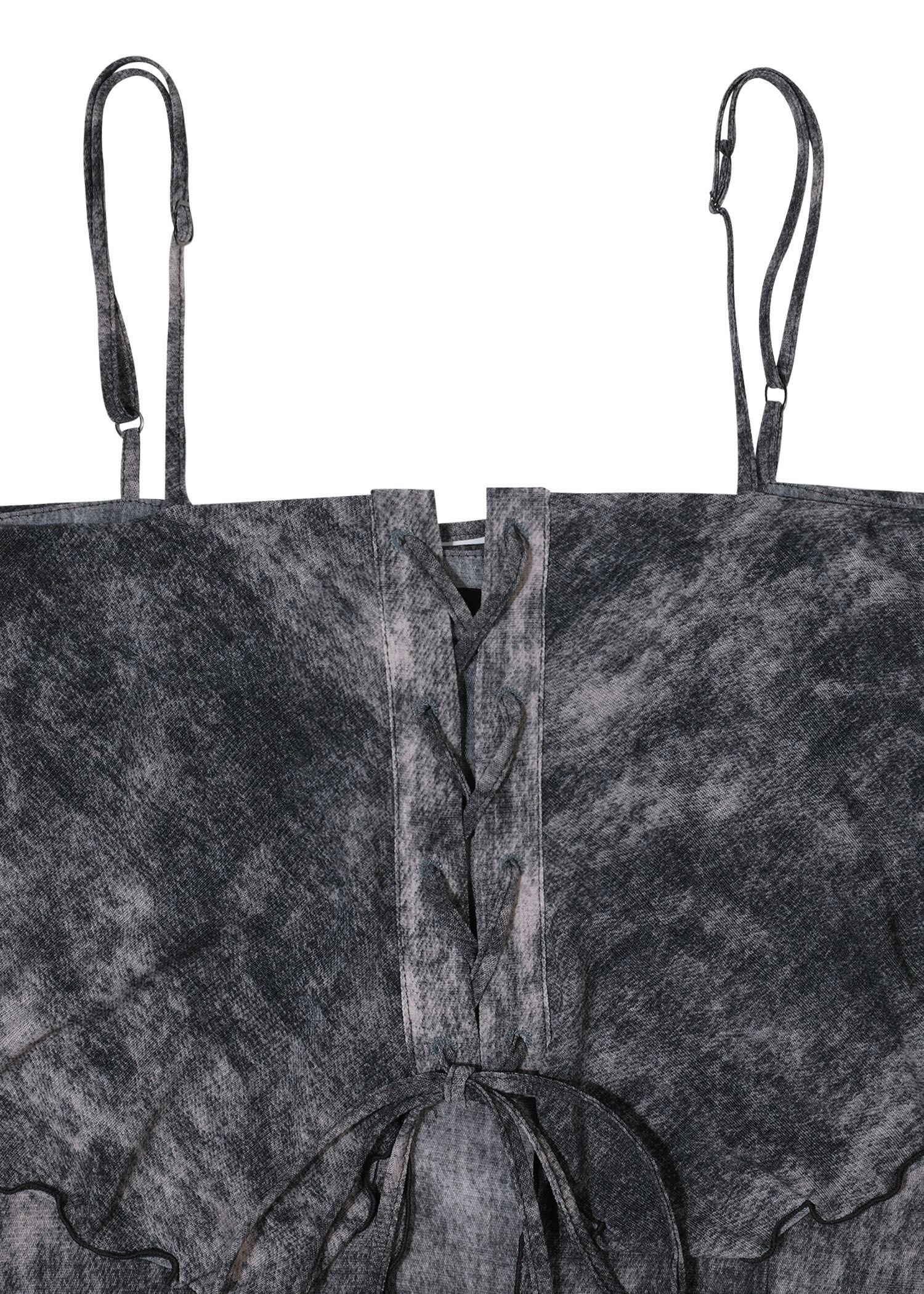 BOHEMIAN SEOUL] VINTAGE RUFFLE BLOUSE, MARBLE 正規品 韓国ブランド