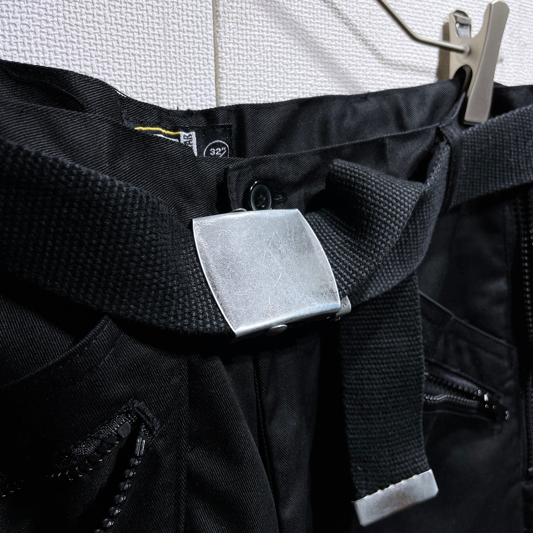 Black mode × technical multi Pockets Design Work pants (Dead stock)
