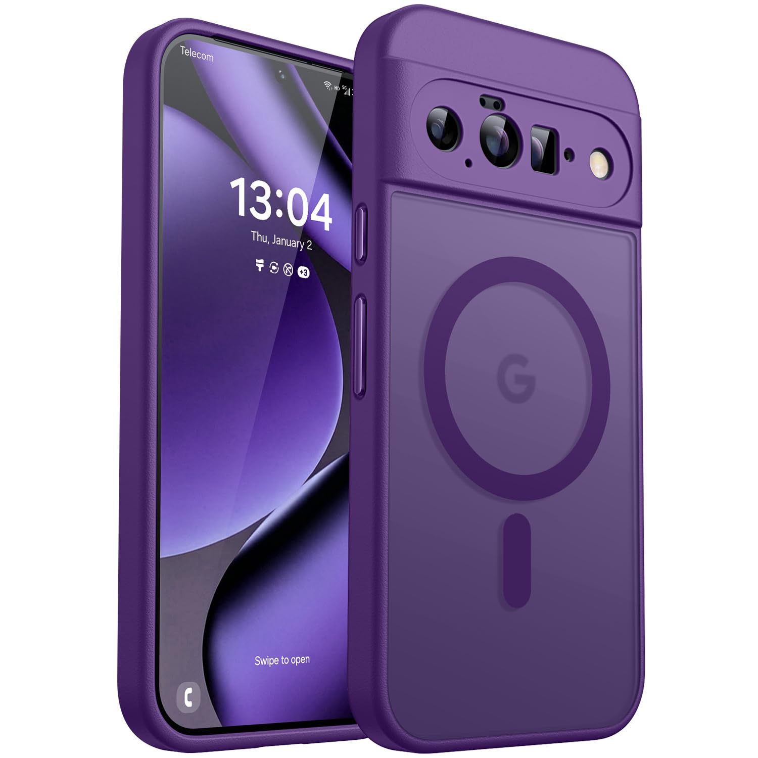 CANSHN Google Pixel 11 用 ケース Magsafe対応 カメラ周辺保護 ワイヤレス充電 耐衝撃 傷つき防止 ディープパープル