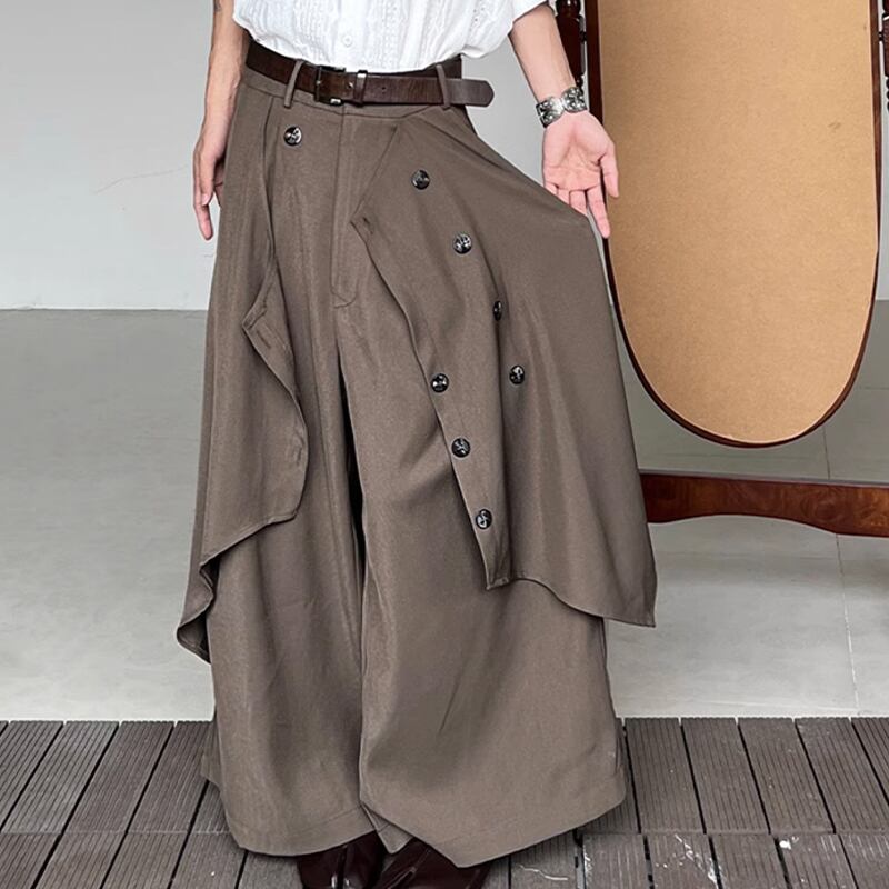 14GSL不規則デザインのドレープワイドパンツ