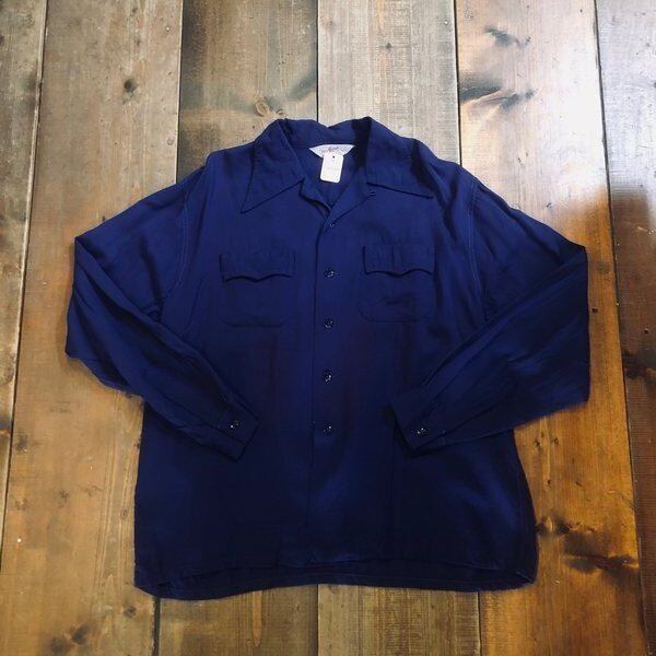 VINTAGE 1950年代 USA製 オープンカラーシャツ L USED