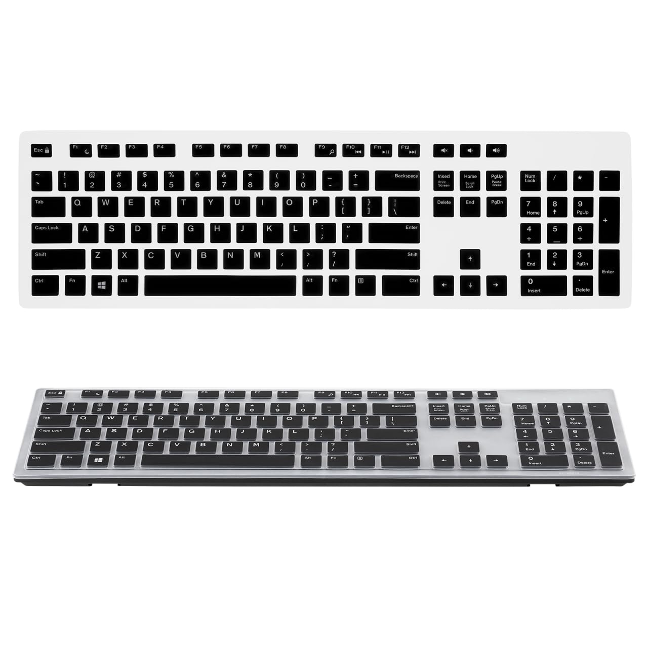 POPETPOP デルkb216 クリアキーボード 防水 アンチダスト 有線キーボードカバー 互換性 シリコンキーボード プロテクター 黒