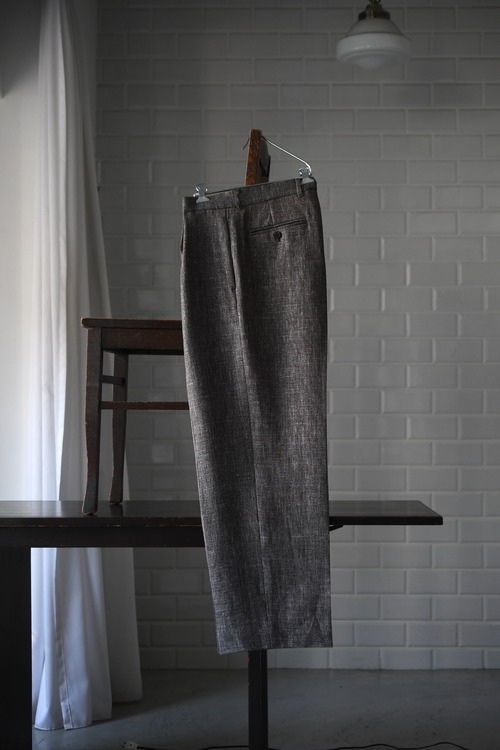 BISOWN / WOOL LINEN 1TUCK TROUSERS (MIX BLACK)