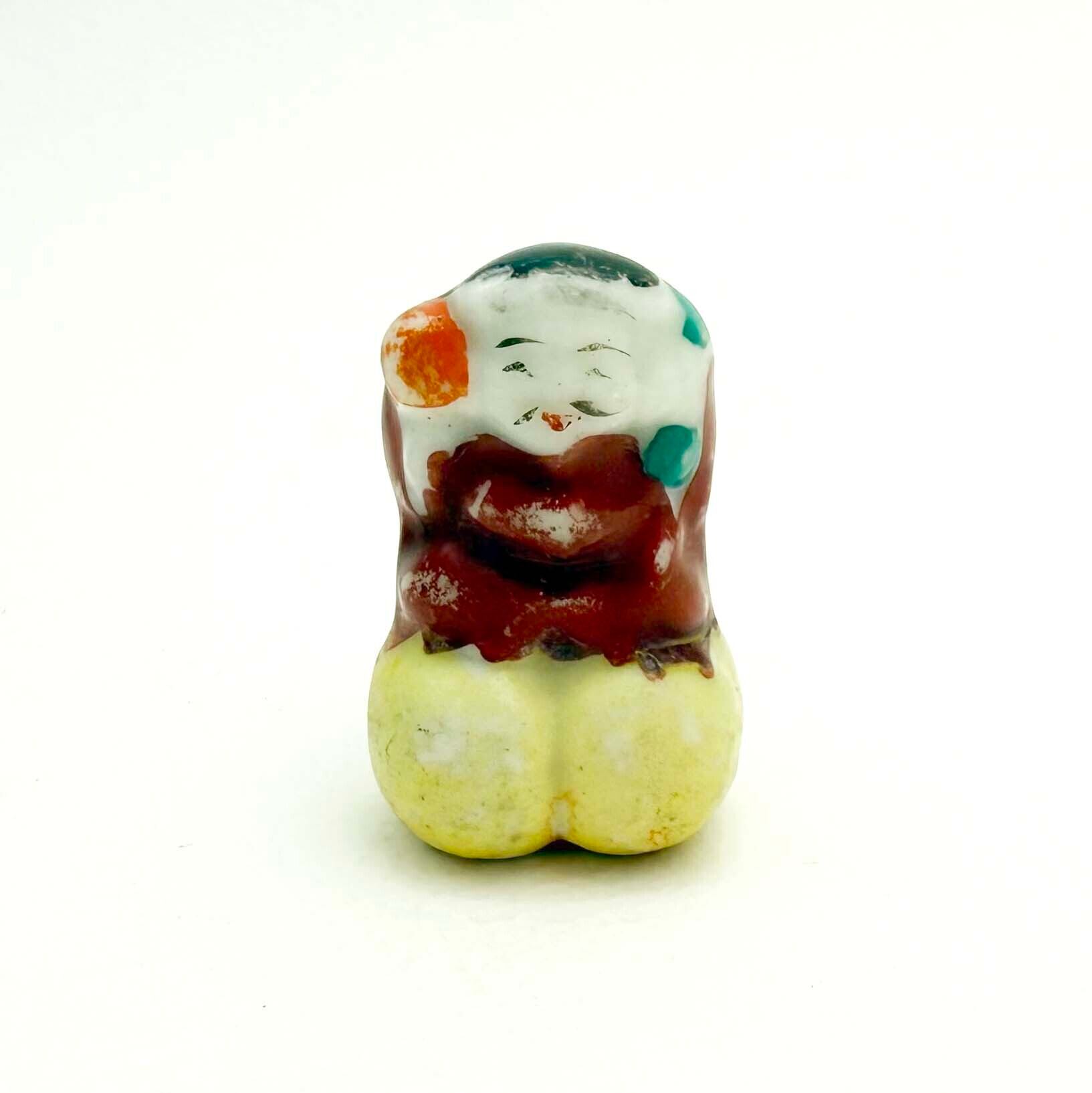 ヴィンテージ陶製豆神様人形（着彩大黒3.5cm）