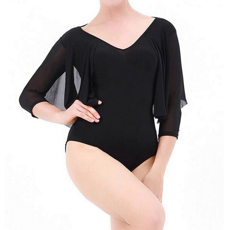 レオタードトップス ブラック フレアスリーブ ds0966