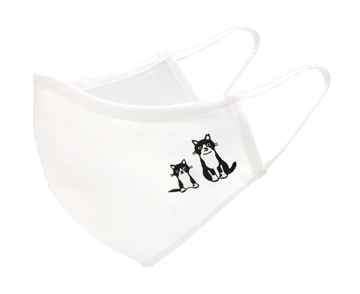 150回洗っても抗菌効果が落ちないマスク（白黒さんいらっしゃい2匹