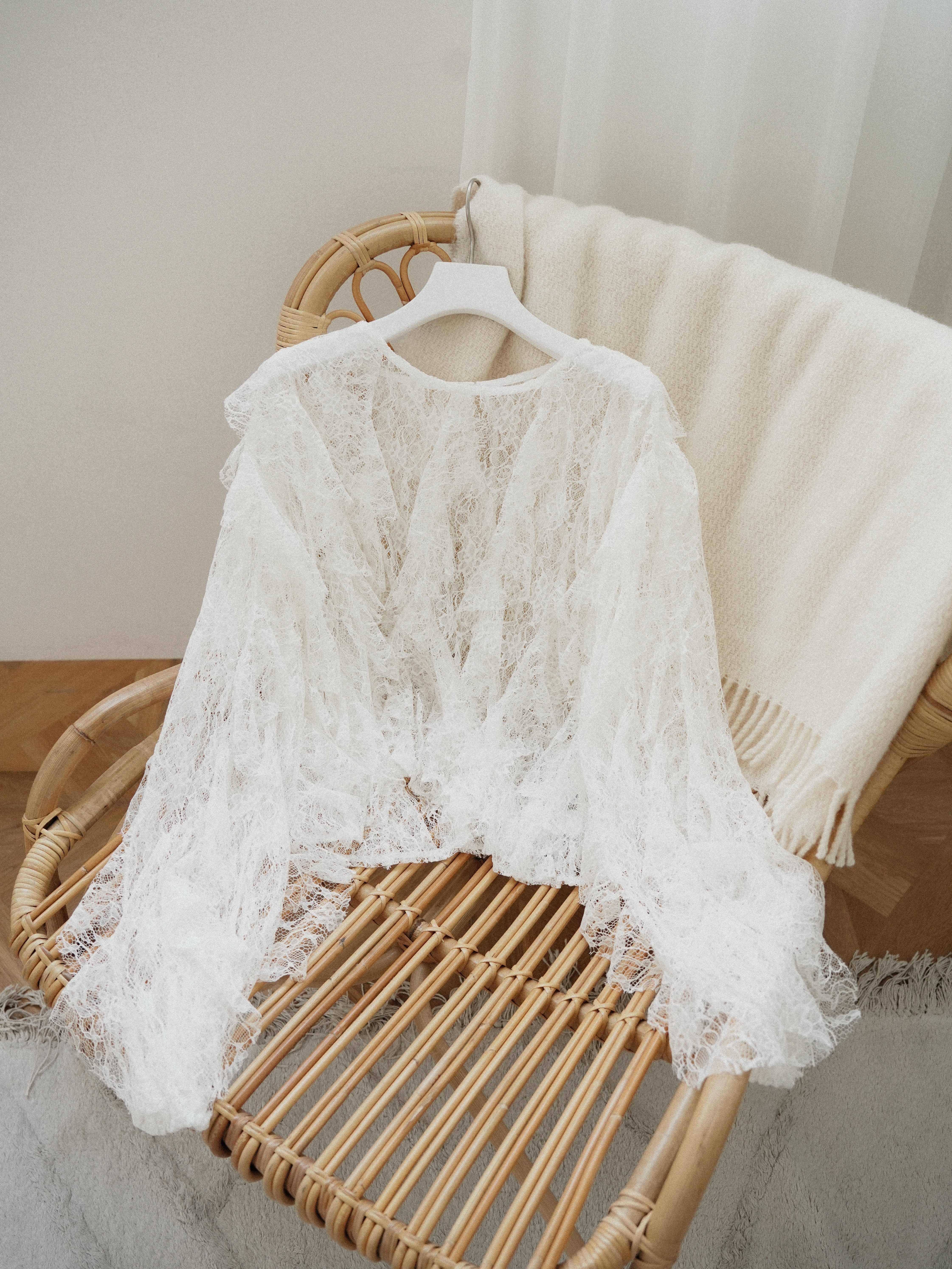 sheer lace ruffle blouse | Katrin TOKYO