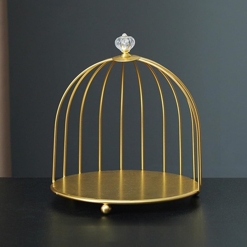 鳥かご ジュエリーディスプレイディッシュ ジュエリーホルダー ペストリーサービングトレイ  鉄製 ゴールド 小物入れ アクセサリー リビングルーム オフィス 寝室