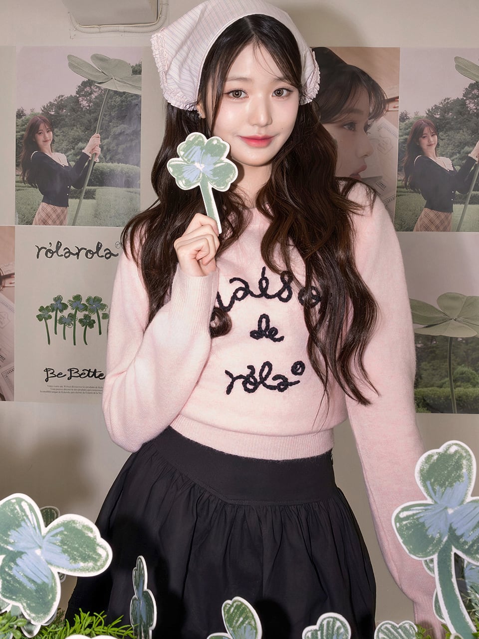 ROLAROLA] MAISON DE ROLA EMBROIDERY KNIT PINK 正規品 韓国ブランド