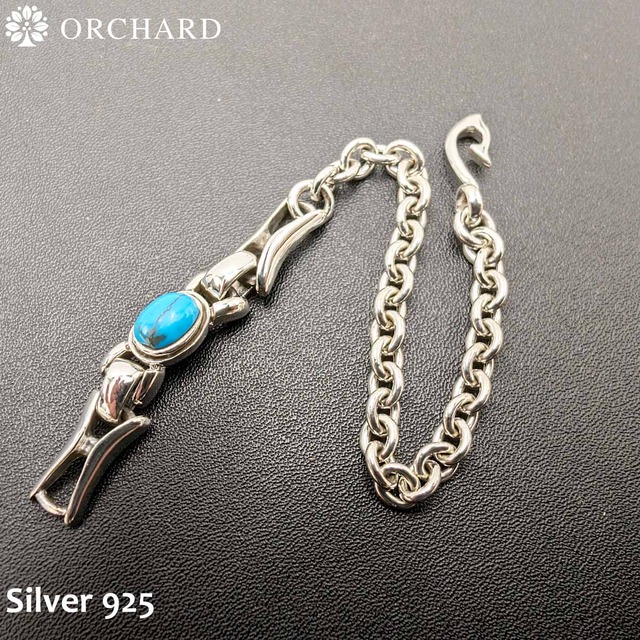 シルバー925 アンカーチェーン ターコイズブレスレット 22cm メンズ レディース ユニークデザイン 高級ジュエリー