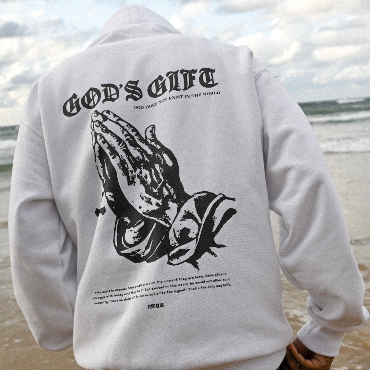 GOD'S GIFT ZIP HOODIE【White】