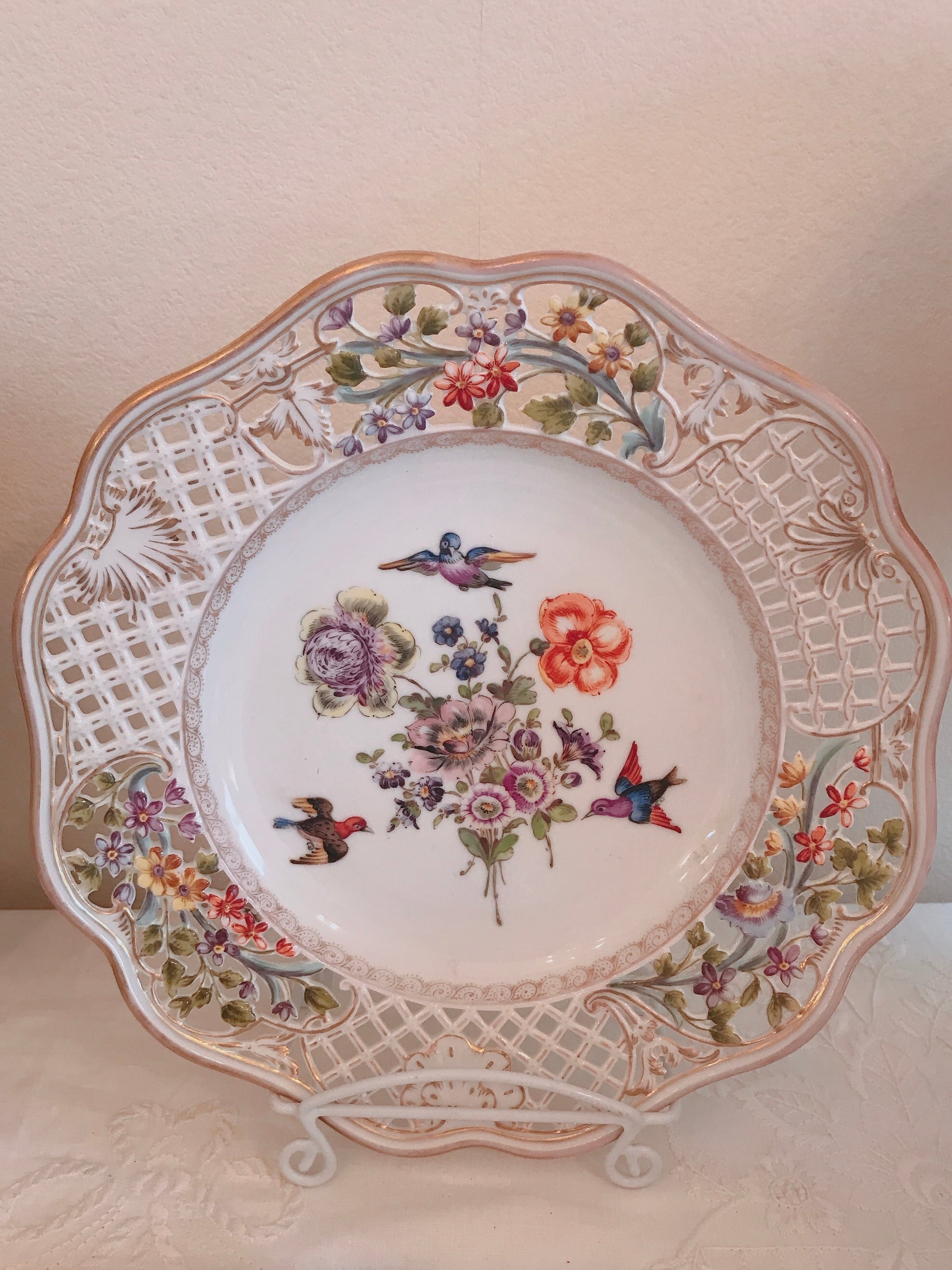ドレスデン 透かし飾り絵皿 | AntiqueRose