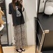 【2点セット】ドッグプリントTシャツ＋レオパード柄シフォンスカート ・77693