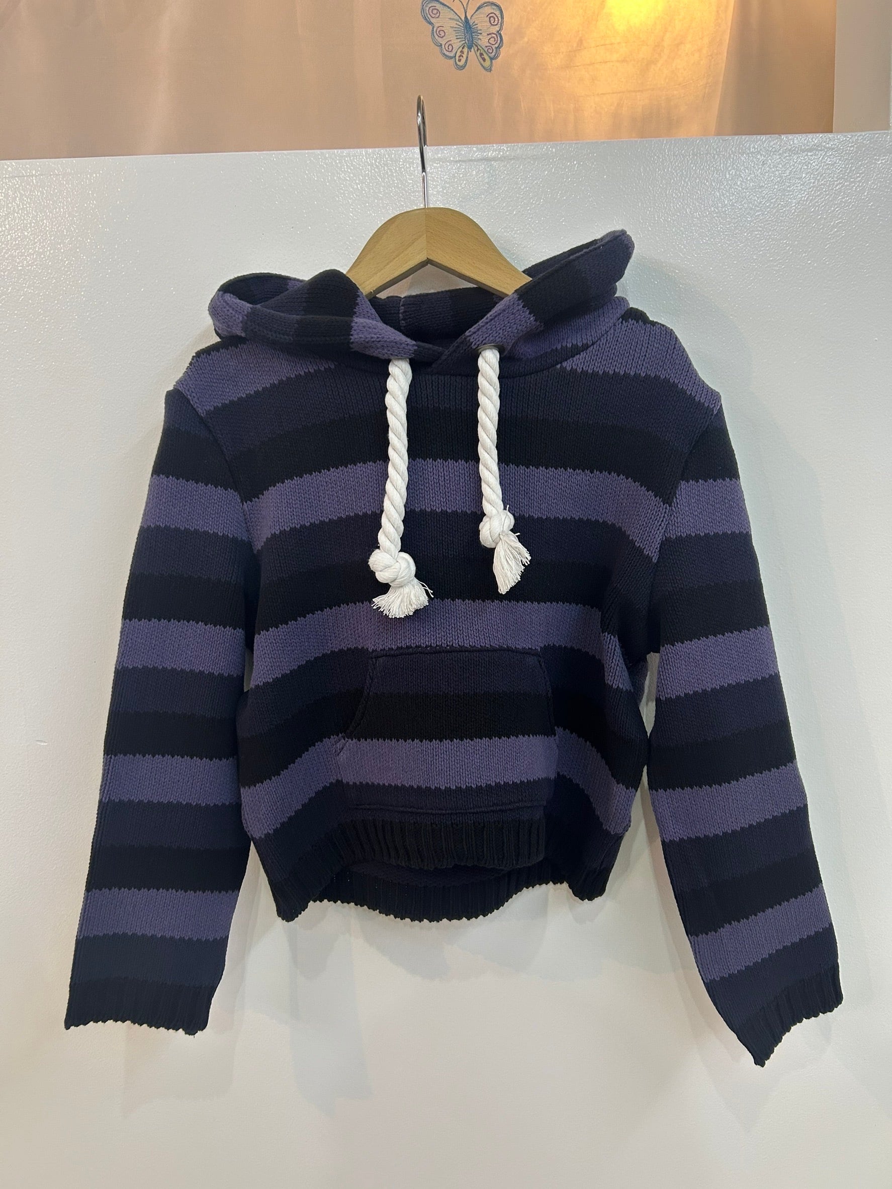 Ans Dotsloevner doll hoodie knit / grey blue | itimi