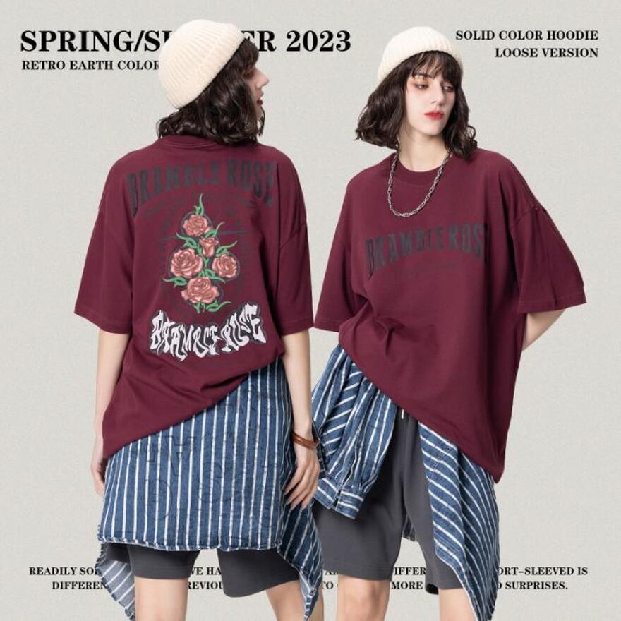 サブカル 服 地雷系 通販 Tシャツ プリント バックプリント 薔薇 ユニセックス 4カラー