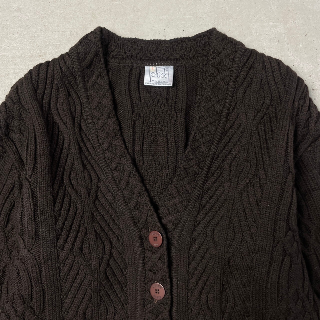 フランス製 PLUCK PARIS ウールニットカーディガン レディースXL相当 