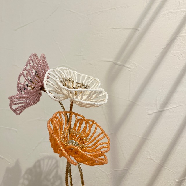 anokono flower 　ポピー　ビーズフラワー