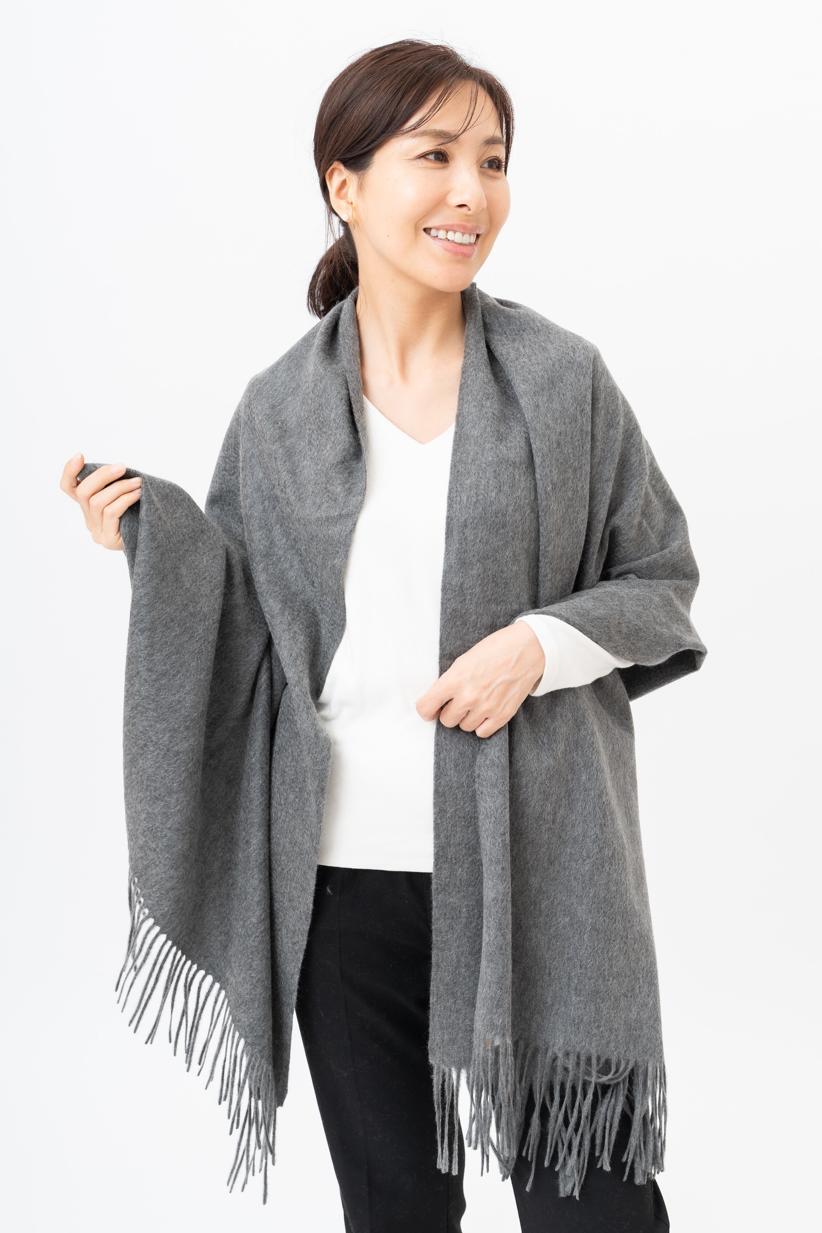 入荷確認中 Kitano - キタノ/チャコールグレー 大判ストールカシミヤ 