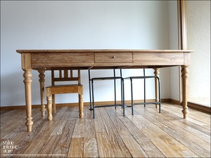 オールドチーク総無垢材 テーブルBolz/176ｘ80cm ダイニングテーブル 店舗什器 展示テーブル 古材家具 無垢材家具