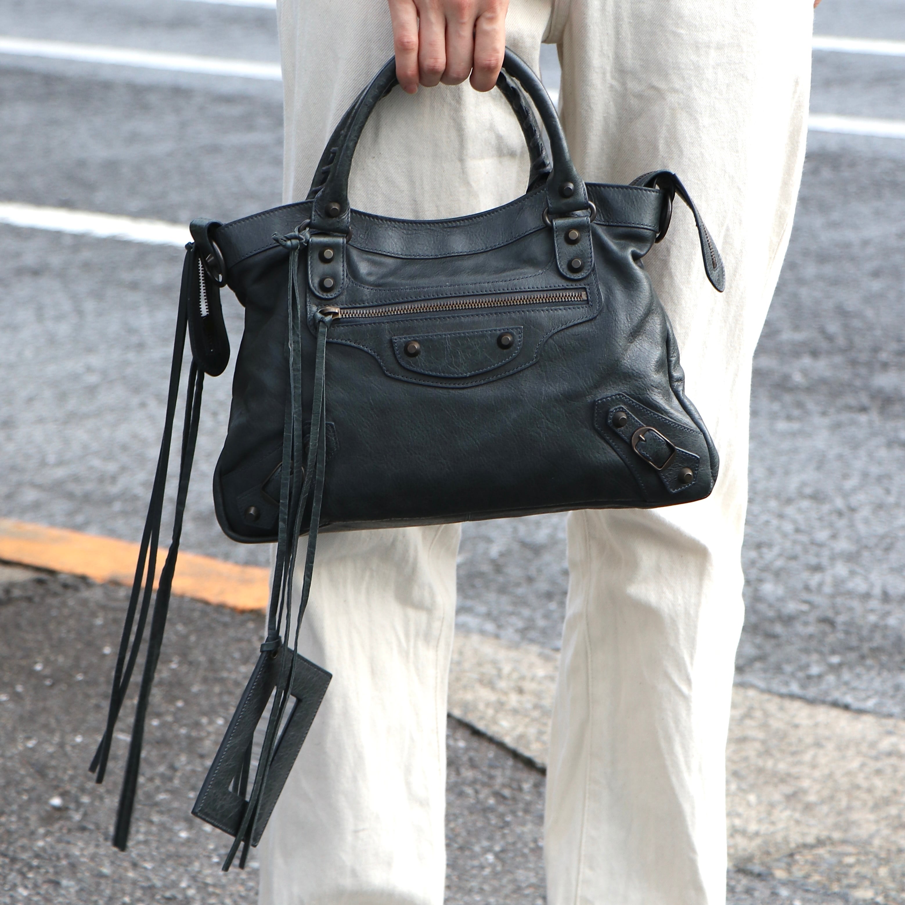 BALENCIAGA バレンシアガ ザ シティ 2way ハンドバッグ レザー モス 