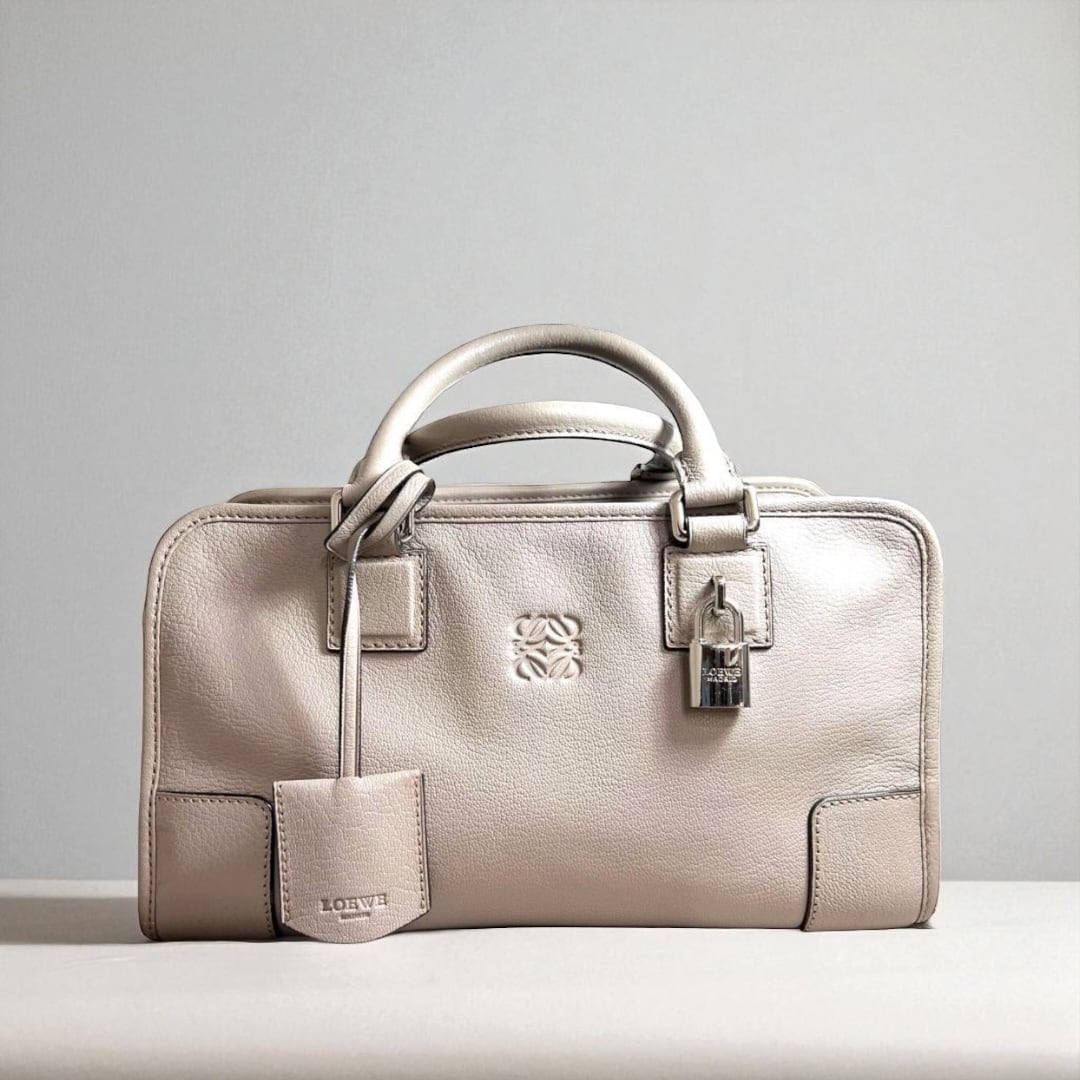 LOEWE アマソナ 28 グレージュ LOEWE ロエベ アマソナ28 ハンドバッグ レザー グレージュ/シルバー