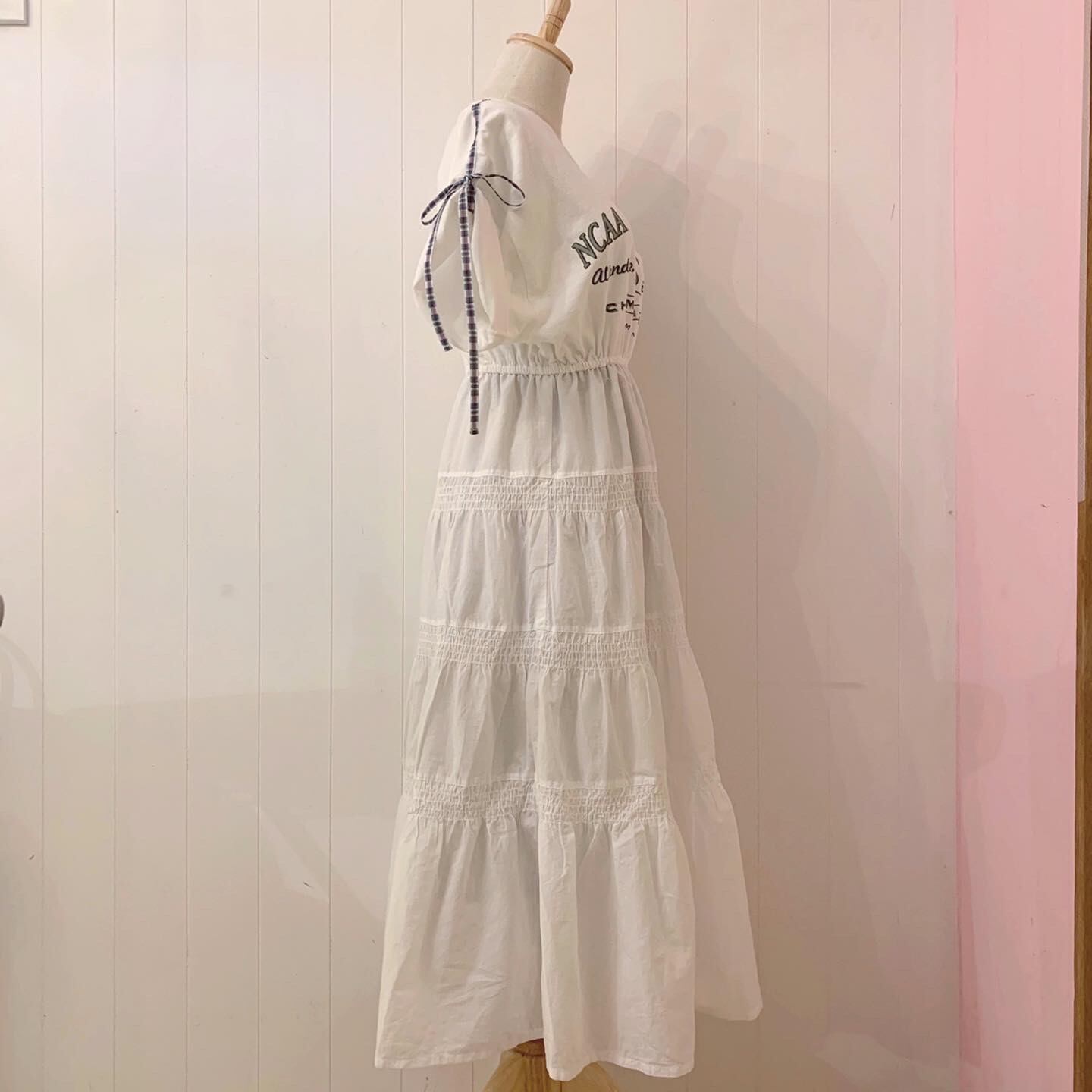 remake / check ribbon sports T one-piece