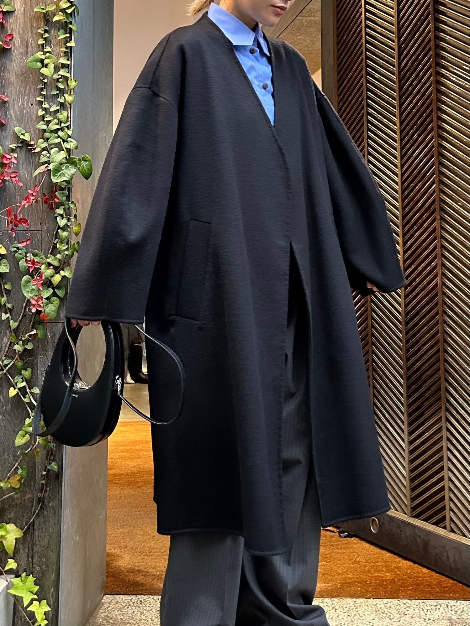 24AW】ENFOLD エンフォルド / NO-COLLAR WIDE COAT / ノーカラーコート 