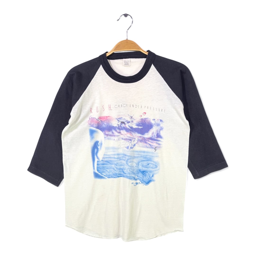 80s ラッシュ USA製 ヴィンテージTシャツ グレースアンダープレッシャー ロックTシャツ RUSH GRACE UNDER PRESSURE メンズS相当 古着 @AAD1042