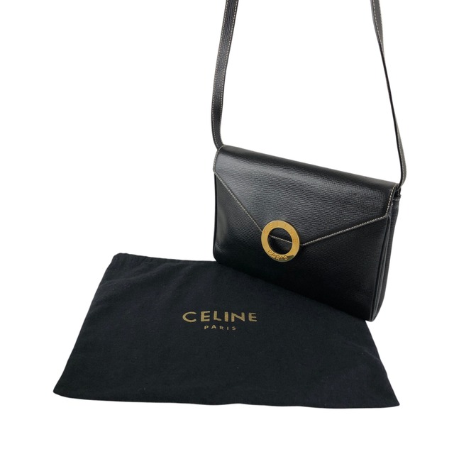 CELINE セリーヌ ショルダーバッグ ブラック サークルロゴ レザー vintage ヴィンテージ オールド 3sg788
