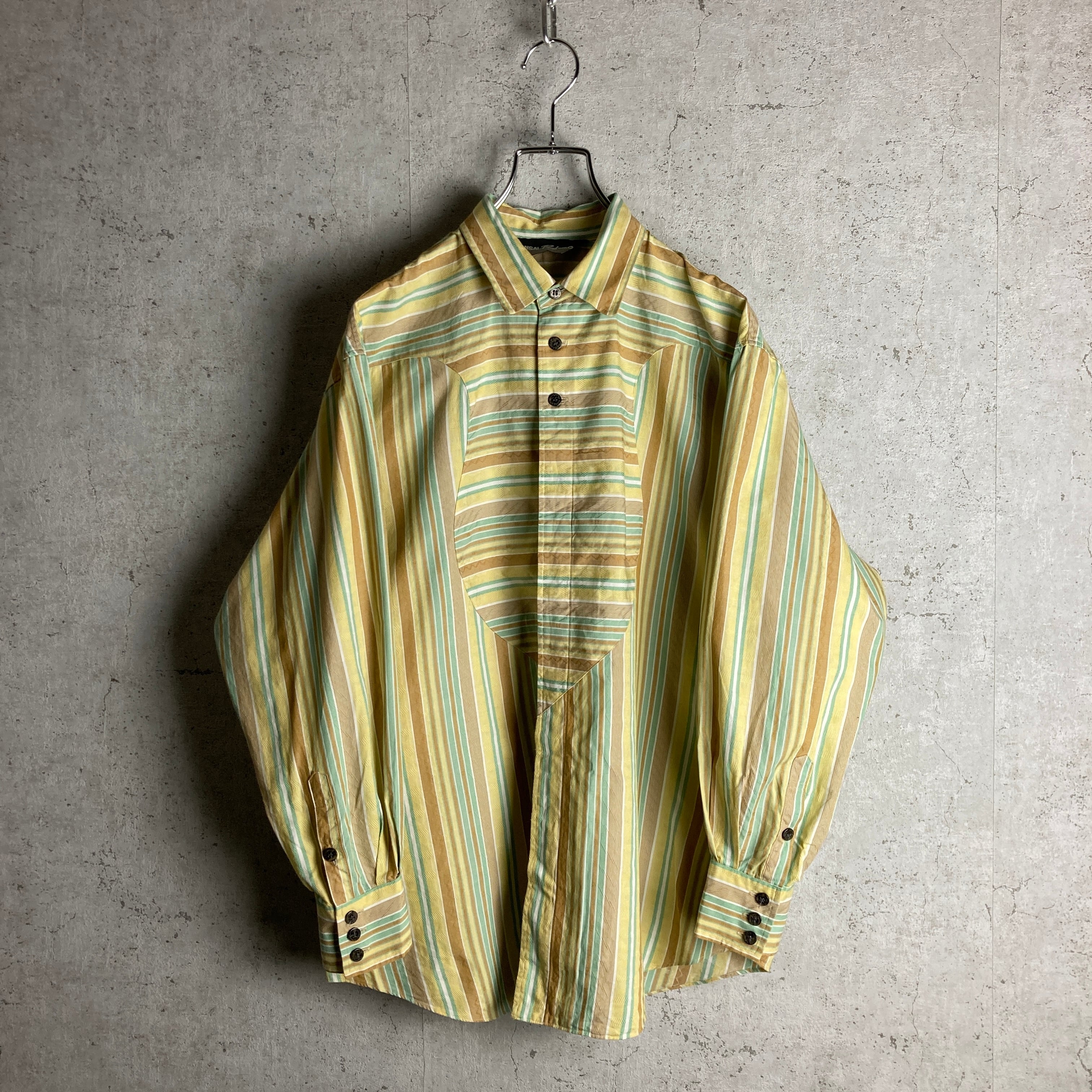 90s~ KANSAI YAMAMOTO 山本寛斎 switching stripe L/S shirts | hanome。