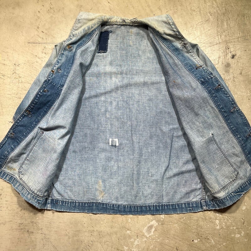 40's U.S.NAVY ショールカラーデニムカバーオール ヘチマ チェンジ