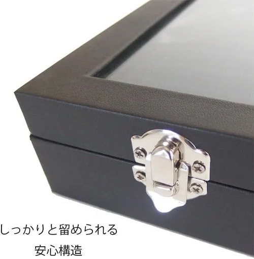 リングボックス　ネックレスボックス　リング収納　ネックレス収納　リング　指輪　ネックレス　ジュエリー　宝石　ボックス　オープンボックス　蓋付き　ガラス　ロック付き　大容量　コンパクト　積み重ね可能　黒革　高級感　２種類