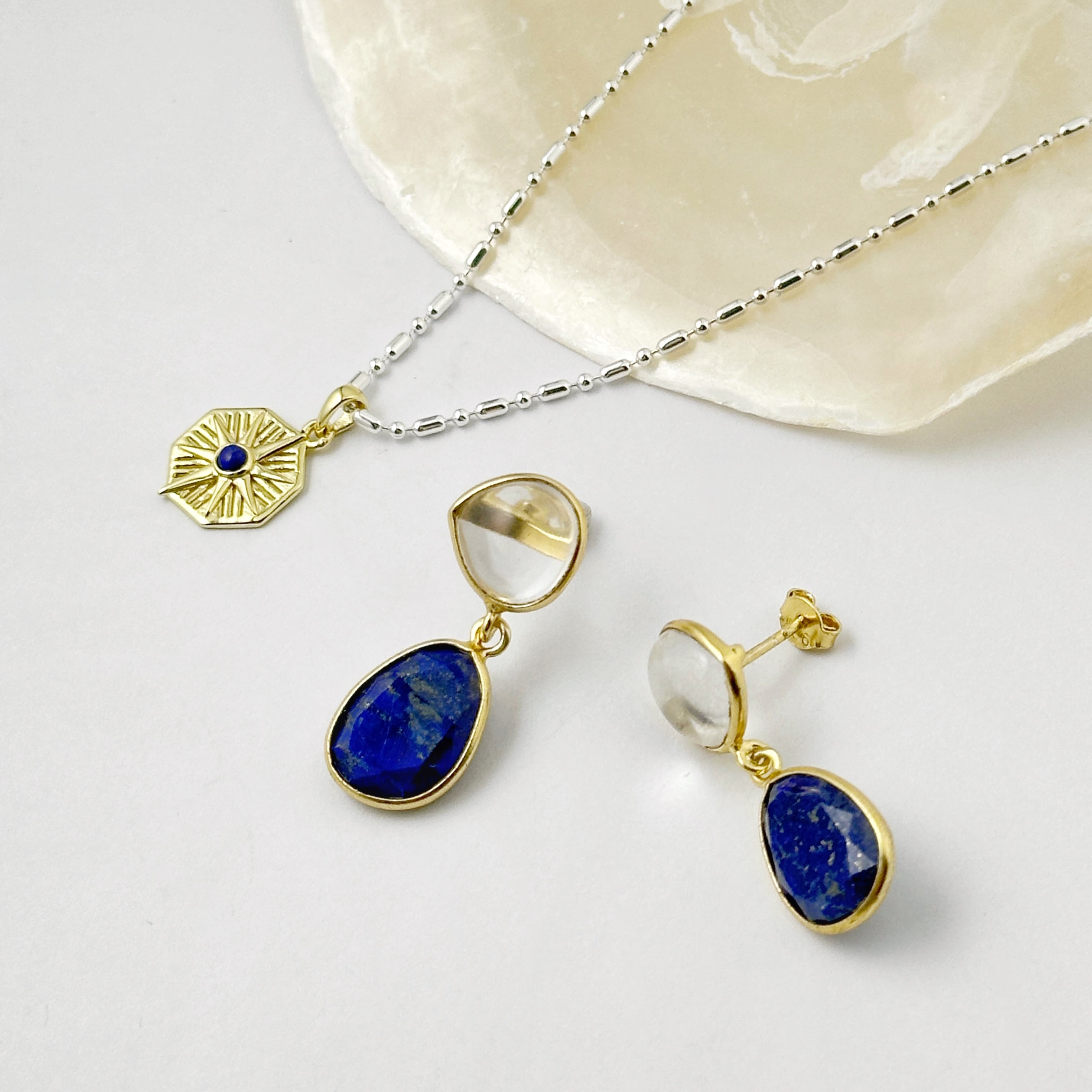 Gold Coating 2 ストーンピアス クリスタル and ラピスラズリ | 【公式